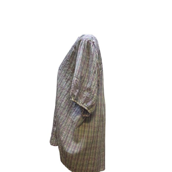 Johnny Was Purple Embroidered Striped Top Blouse L - Picture 5 of 6